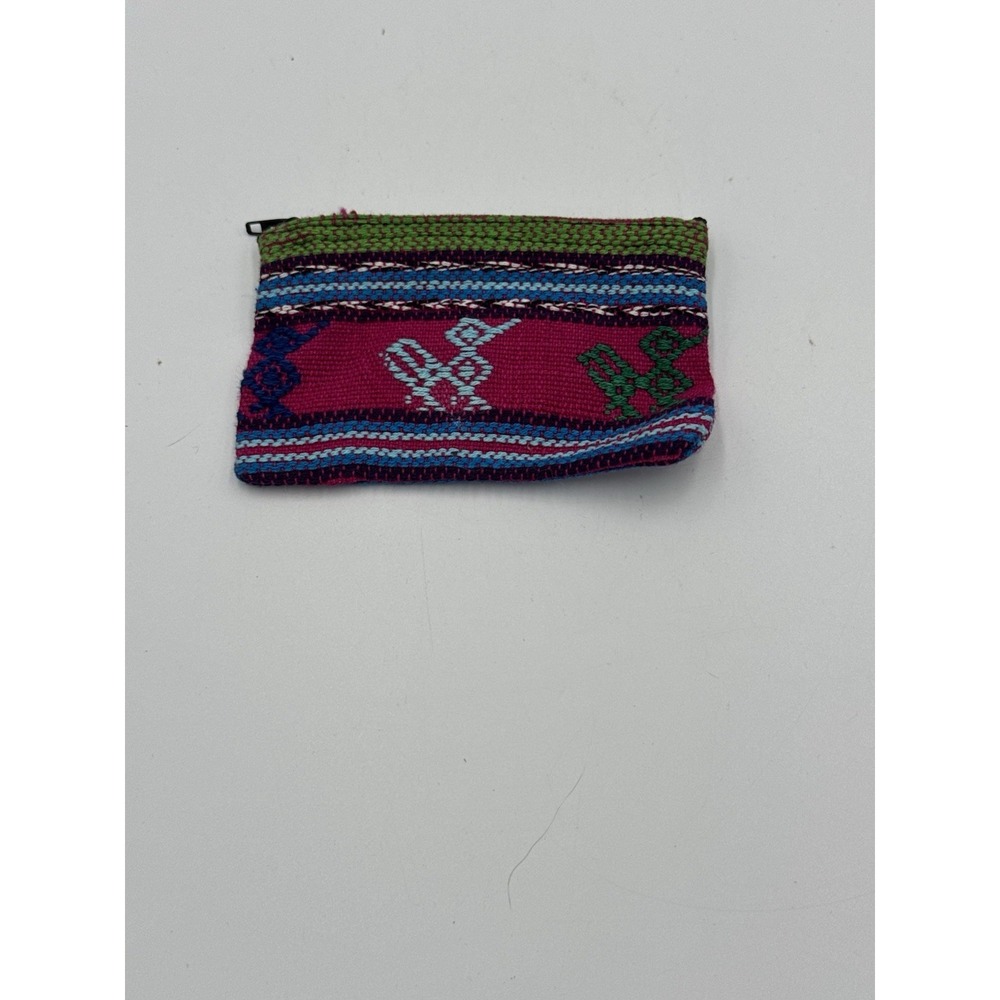 MAYAN COIN PURSE ~ Embroidered Fabric Boho Zip Pouch Guatemalan Artisan Ethnic
